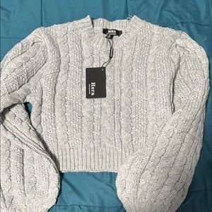 Hera Collection Gray Chunky Knit Crew Neck Sweater